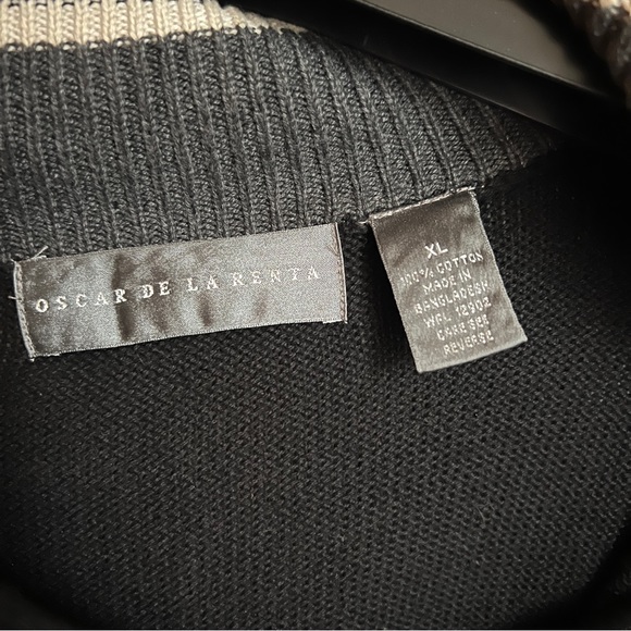 Oscar de la Renta Knit Quarter Zip Striped Sweater Size XL - Picture 2 of 3